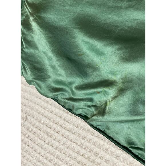 VTG Handmade Embroidered Floral Green Silky Decretive Pillowcase Sham - Picture 9 of 11